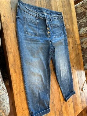 Classic Women's Blue Denim Jeans with Button Fly